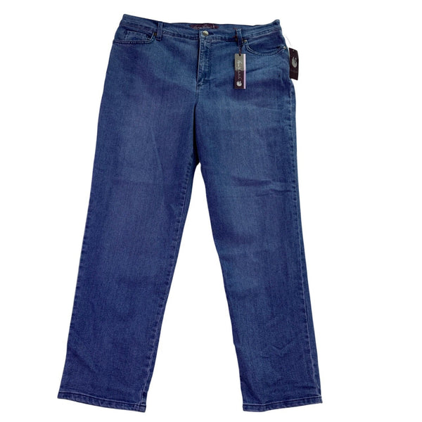 Gloria Vanderbilt Womens Blue Amanda Slimming Pull-On Denim Jeans Size 16