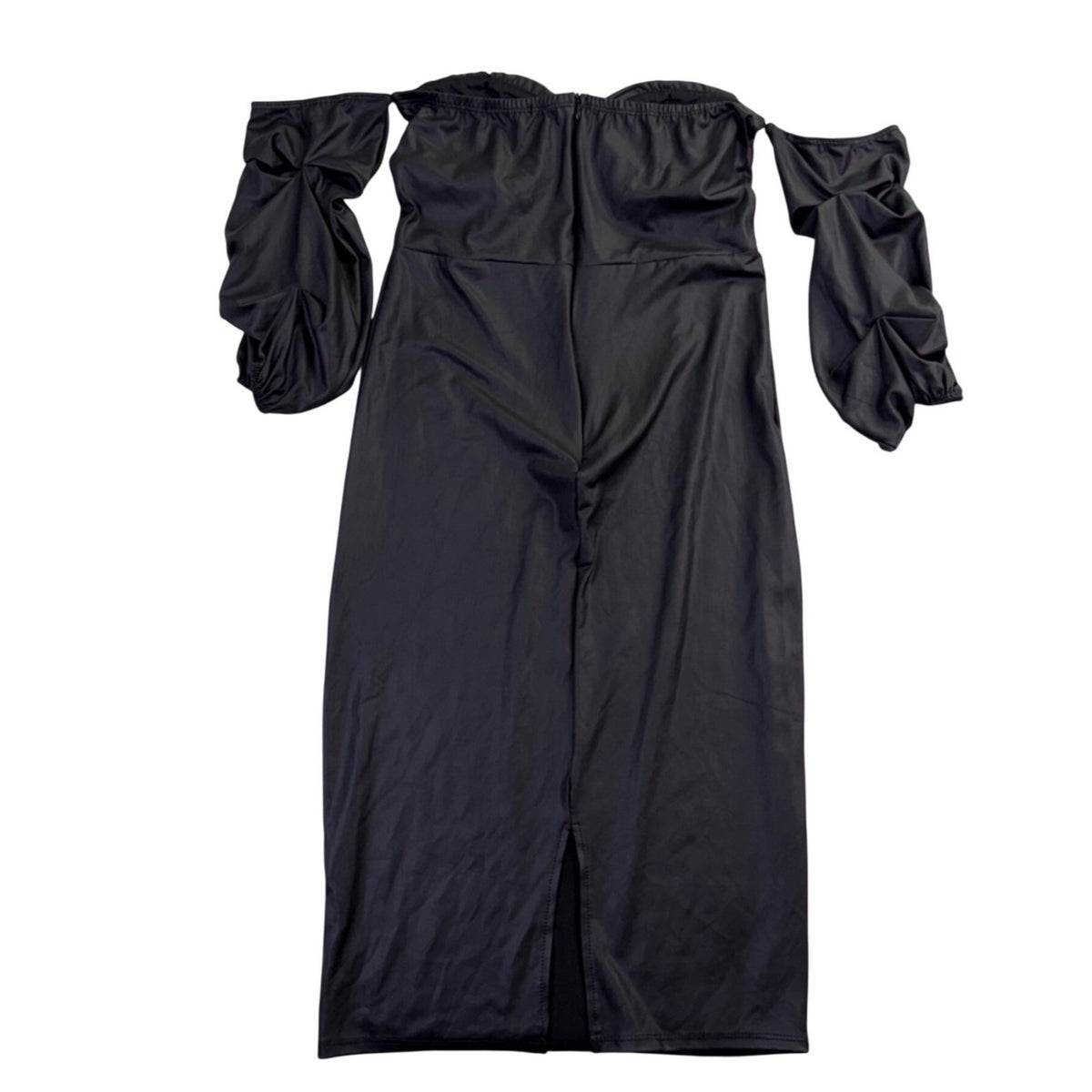 Fashion Nova Womens Black Off-The-Shoulder Puff Sleeve Dress Size L