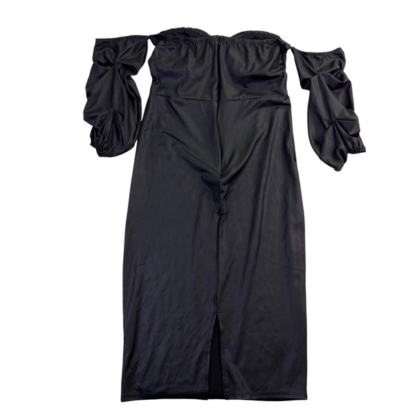 Fashion Nova Womens Black Off-The-Shoulder Puff Sleeve Dress Size L