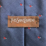 Y Saint Laurent Mens Navy Polyester/Silk Floral Pattern Classic Neck Tie
