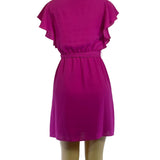 Banana Republic Fuchsia Flutter Sleeve Belted Dress Size 0 Lightweight Woven Fab