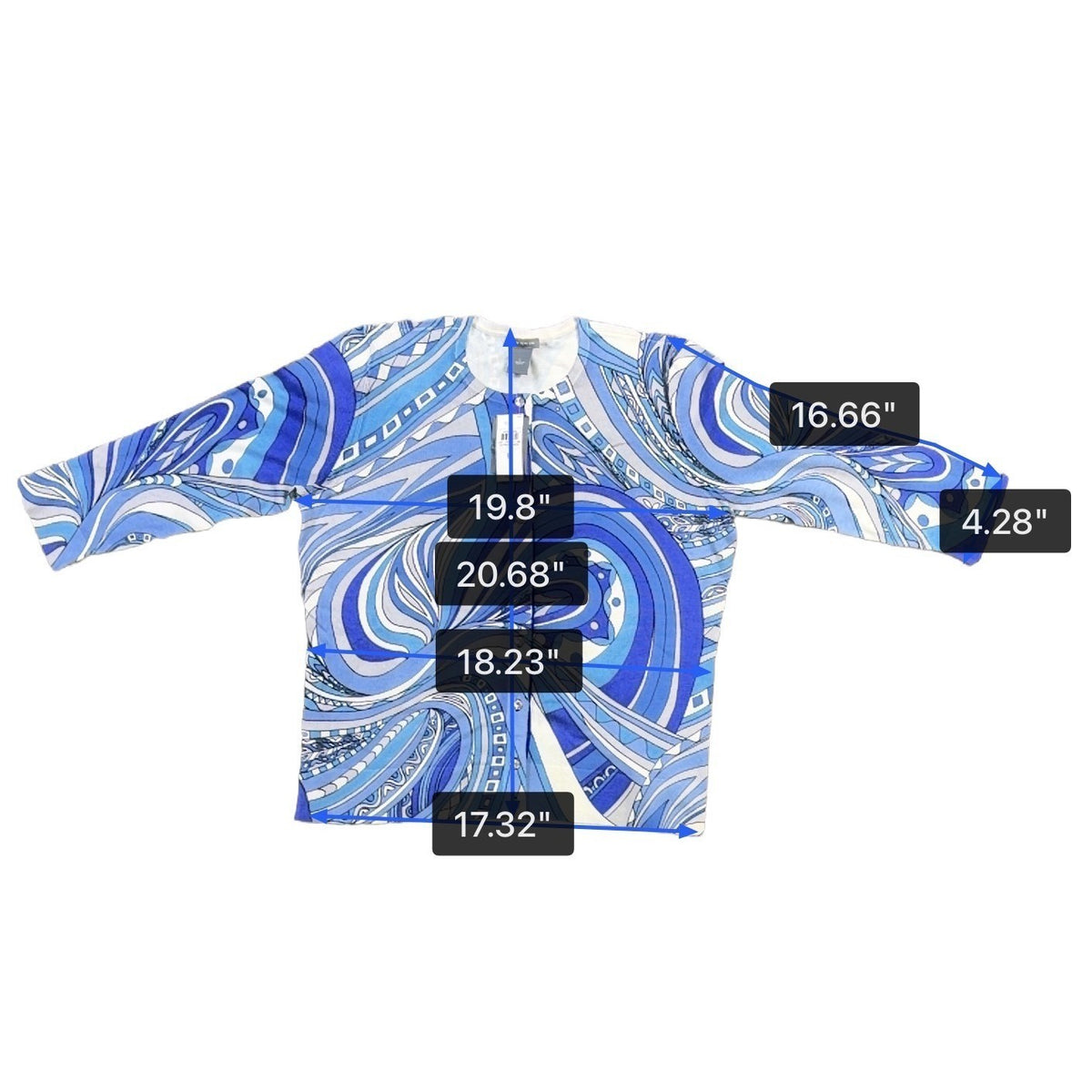 Ann Taylor Womens Blue Silk-Blend Abstract Button-Up Cardigan Size L