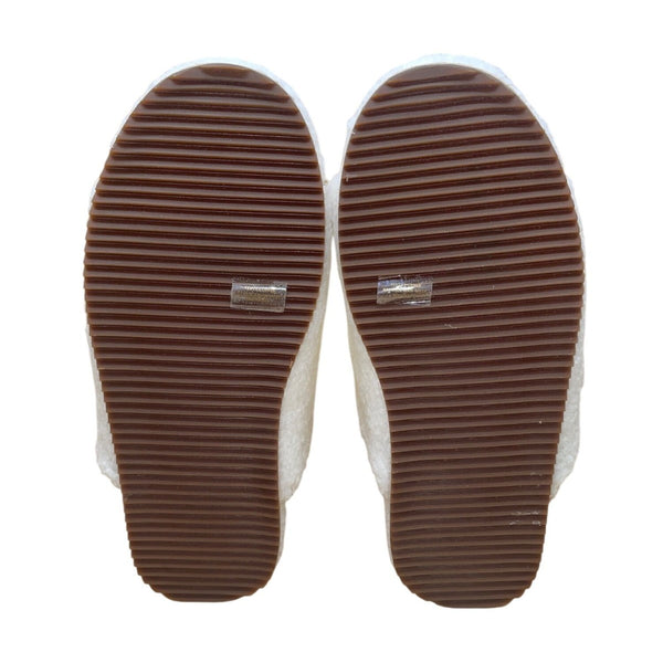Revitalign Women’s White Fuzzy Comfortable Double Straps Slide Sandals Size 9.5B