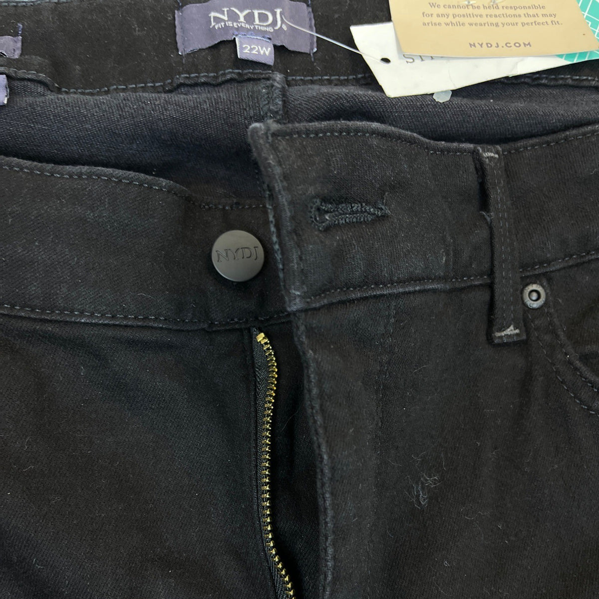 NYDJ Womens Black Denim Straight Leg Jeans  High Rise Tummy Control Sz 22W- New