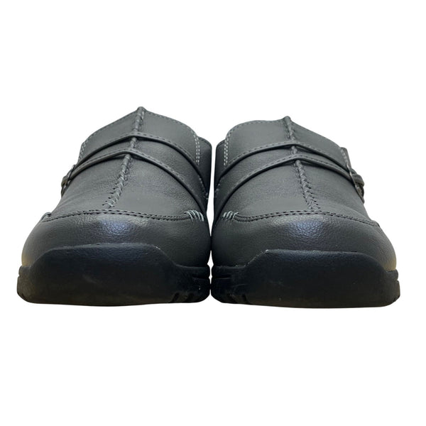 Comfortview Women’s Gray Slip On Low Wedge Natalia Loafers Shoes Size 9.5W