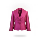Tahari Womens Fuchsia Satin Blazer Jacket Elegant Structured Design Size 12 