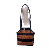 Women’s Black Brown Leather Patterned With Dual Shoulder Straps Tote Bag