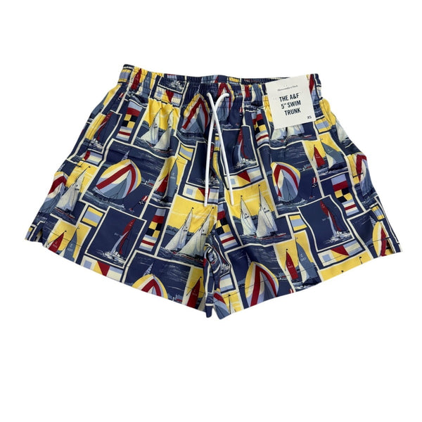 Abercrombie & Fitch Mens Multicolor Swim Trunk Nautical Print Mesh Lining  Sz XS