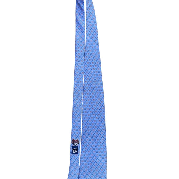 Vineyard Vines Mens Blue 100% Silk Washington Nationals Logo Patterned Tie