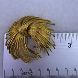 Monet Womens Gold Tone Metal Brooch & Clip-On Earrings Set Ornate Pattern