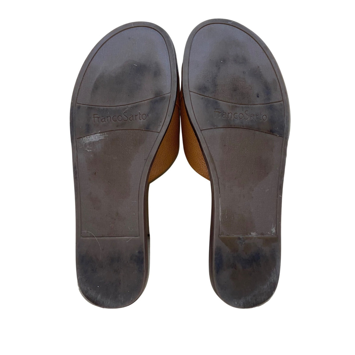 Franco Sarto Women’s Brown Leather Open Toe Slip-On  Riviera Sandals Size 7.5M