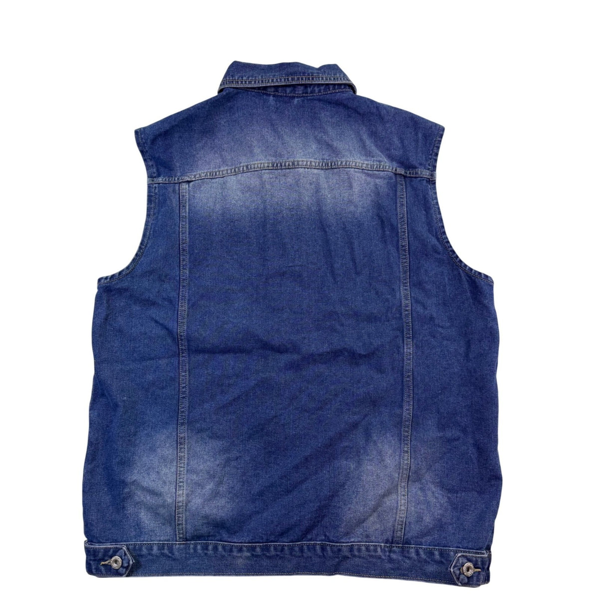 Faxikio Mens Blue Denim Vest Jacket Cotton Blend Casual Lightweight Size XL