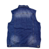 Faxikio Mens Blue Denim Vest Jacket Cotton Blend Casual Lightweight Size XL
