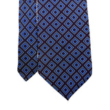 Perry Ellis Mens Burgundy & Blue 100% Silk Geometric Pattern Necktie
