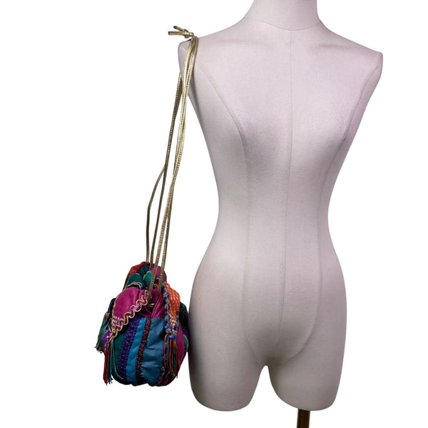 Rita Diana Women’s Multicolor Patchwork Bohemian Drawstring Shoulder Bag