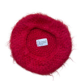Mary Schaeffer Original Womens Red Mohair Beret Hat Soft Fluffy Knit Winter