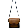 Black & Brown Faux Croc Embossed Leather Flap Magnetic Closure Crossbody Bag