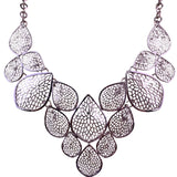 Contemporary Womens Silver Tone Metal  Necklace Leaf Detailing Adjustable