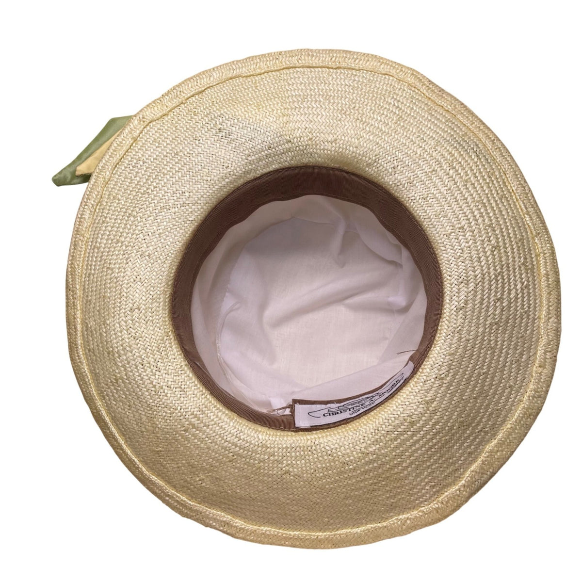 Christine A. Moore Womens Yellow Straw Hat With Satin Ribbon Bow OS
