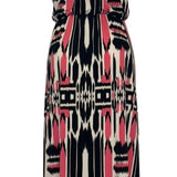 London Style Collection Womens Maxi Dress 12P Pink & Black Abstract Print Sleeve