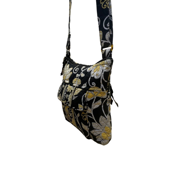 Vera Bradley Women’s Black Floral Quilted Adjustable Strap Crossbody Bag