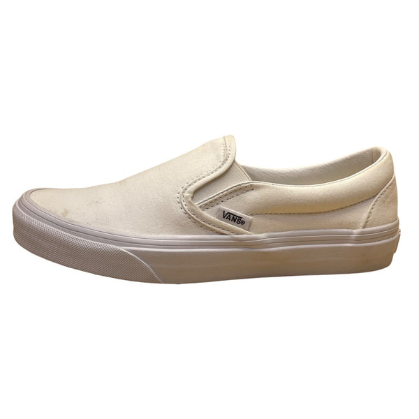 Vans Unisex White Canvas Low Top Slip-On Flat Sneakers Size W7/M5.5