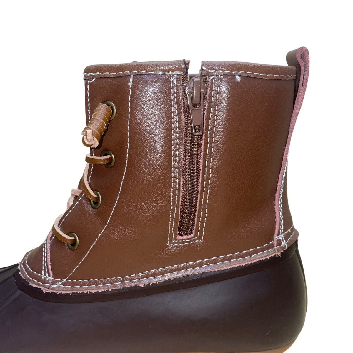 Serra Women’s Brown Leather Faux Fur-Lined Insulated Waterproof Duck Boots Sz 9