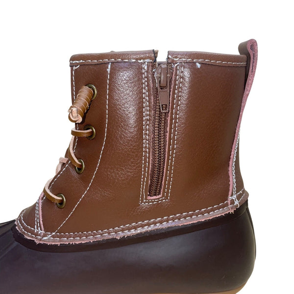 Serra Women’s Brown Leather Faux Fur-Lined Insulated Waterproof Duck Boots Sz 9