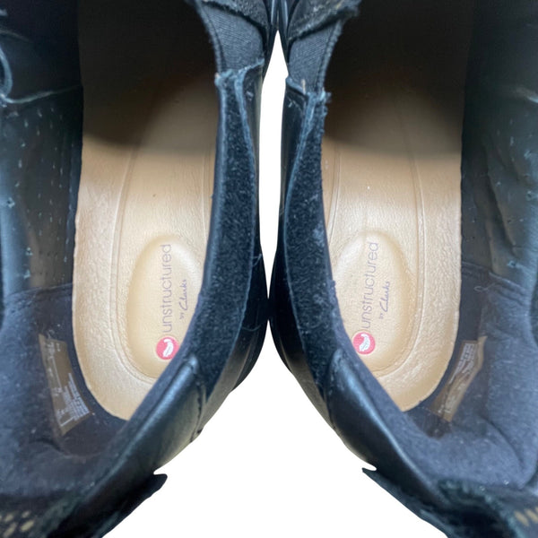Clarks Women’s Black Leather Slip-On Unstructured Comfort Shoe Size 7.5N