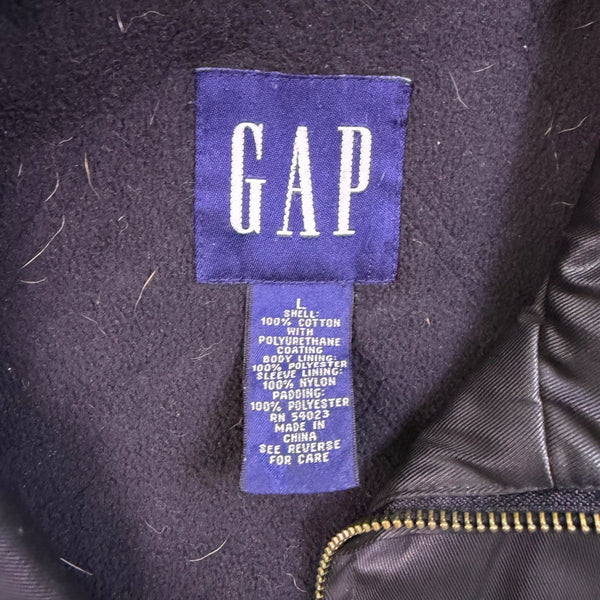 Gap Mens Black Cotton Coated Zip-Up Lightweight Jacket With Pockets Size L