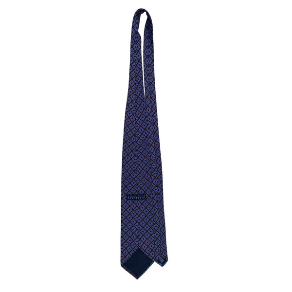 Perry Ellis Mens Burgundy & Blue 100% Silk Geometric Pattern Necktie
