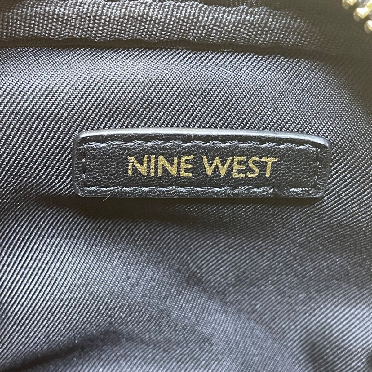 Nine West Women’s Black Faux Leather Quilted Gold Chain Strap Crossbody Mini Bag