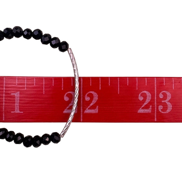 Silver Tone Womens Black Faceted Glass Beaded Necklace Contemporary Design 