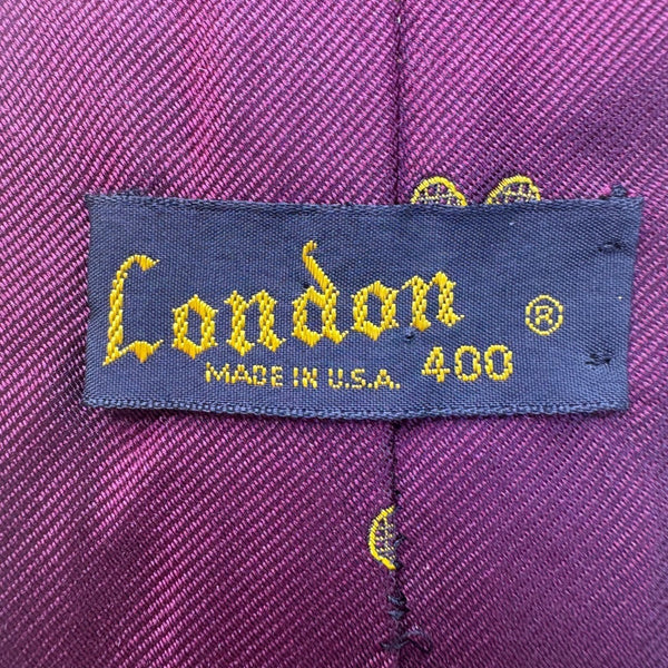 H. Stockton Men’s Purple Silk Tennis Racket Pattern Necktie Handmade England