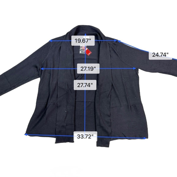 Avenue Womens Black Open Front Lightweight Cardigan Plus Size 22/24