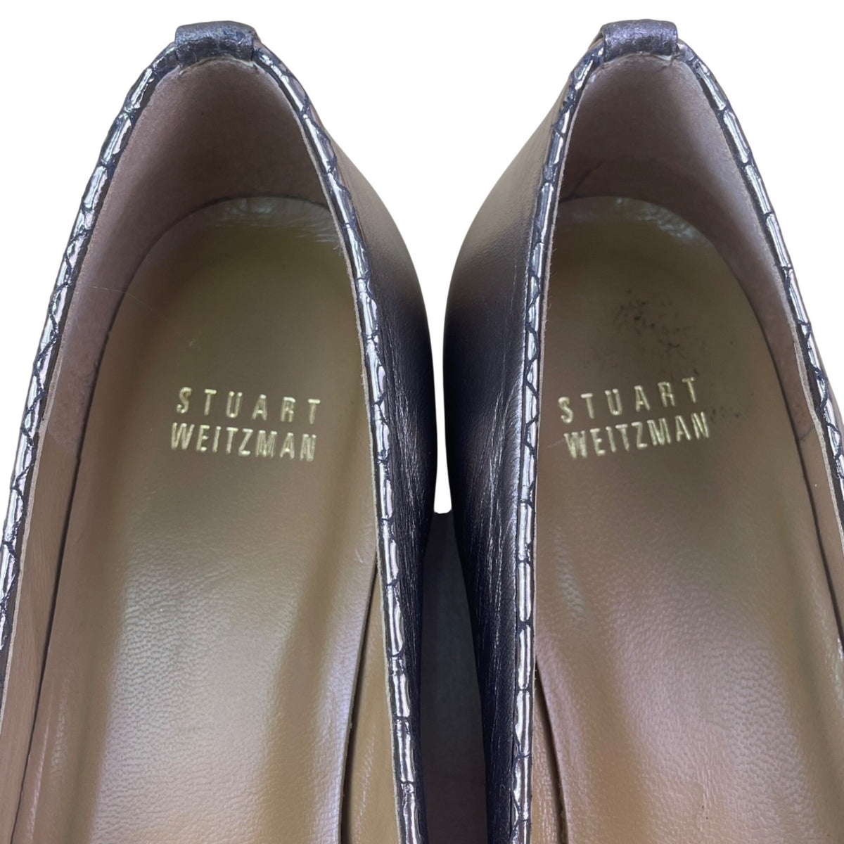 Stuart Weitzman Women’s Bronze Leather Metallic Cap Toe Bow Flats Size 8.5N