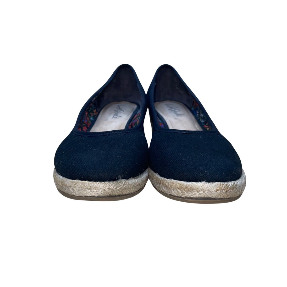 LifeStride Velocity Women’s Black Fabric Karma Wedge Espadrille Shoes Size 9.5M