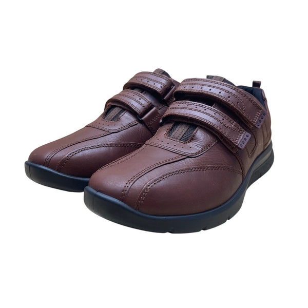 Hotter Men’s Brown Leather Dual-Fit Adhesive Strap Energise Casual Shoes Size 12