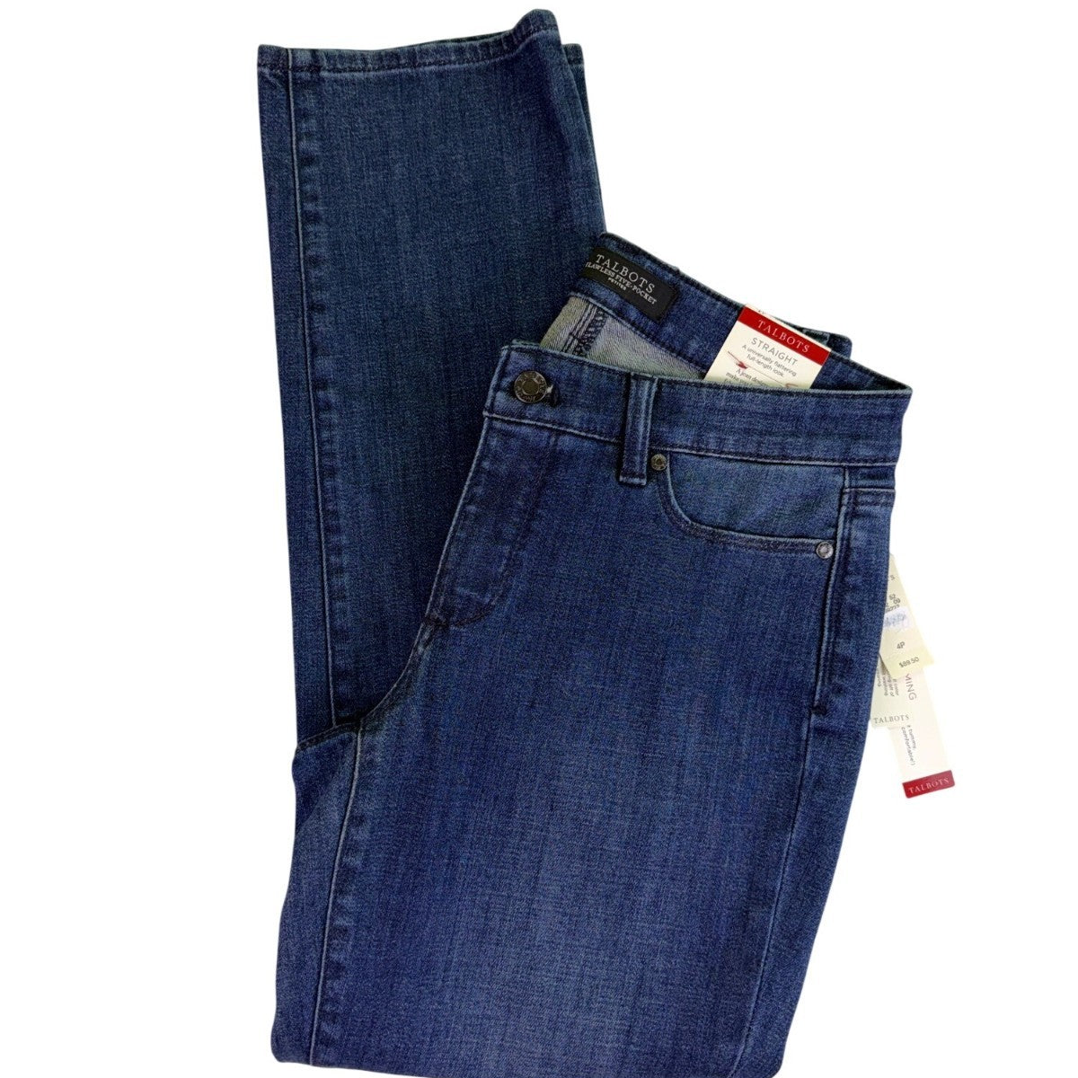 Talbots Womens Blue Straight Leg Five-Pocket Petite Jeans Size 4P