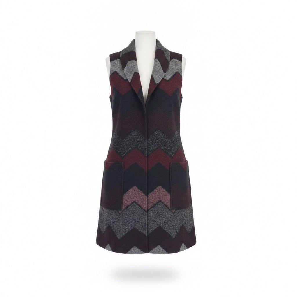 Tribal Womens Multicolor Wool Blend Sleeveless Chevron Vest  Chic Pattern Sz P/S
