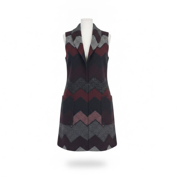 Tribal Womens Multicolor Wool Blend Sleeveless Chevron Vest  Chic Pattern Sz P/S