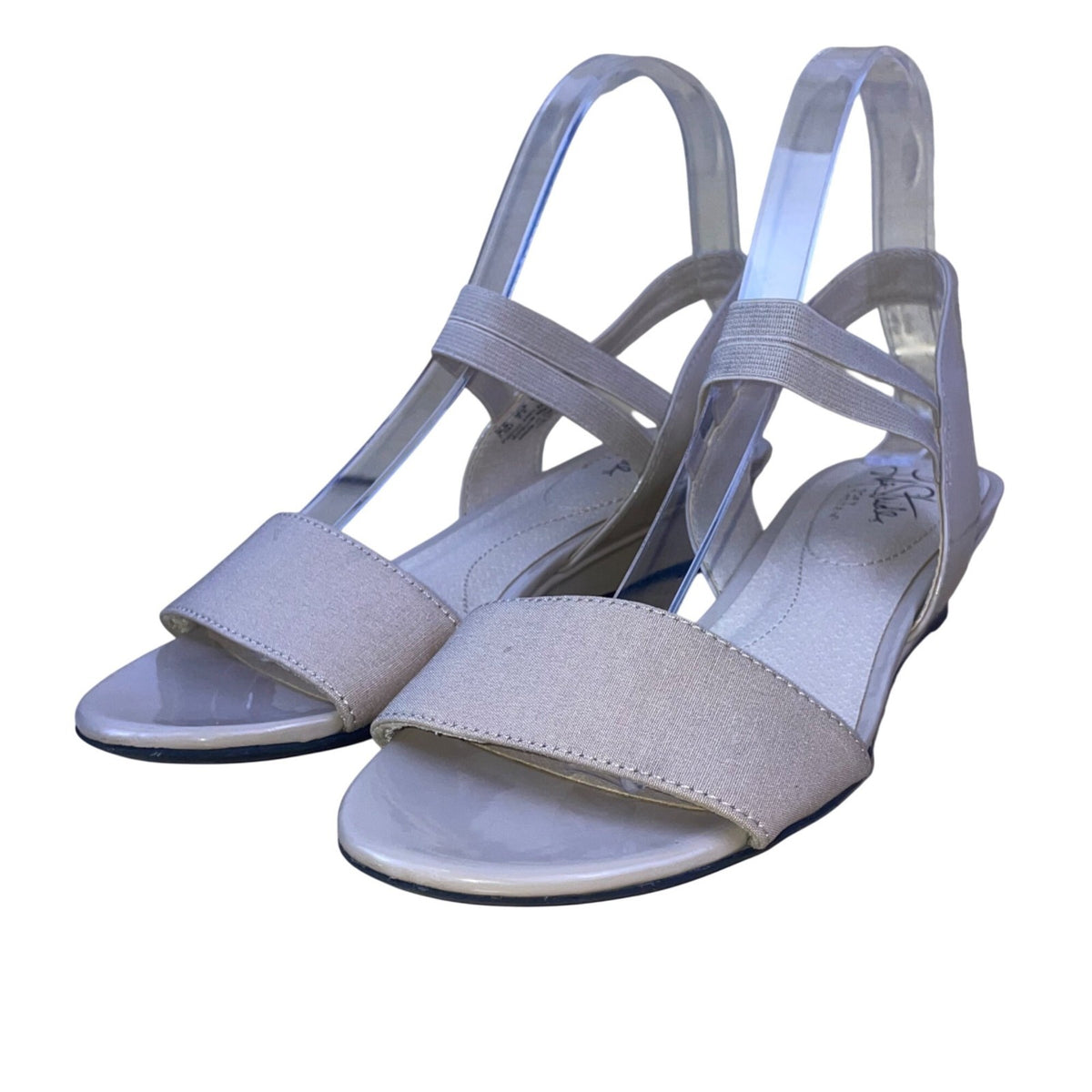 Life Stride Women’s Beige Patent Wide Strap Wedge Sandals 7.5M