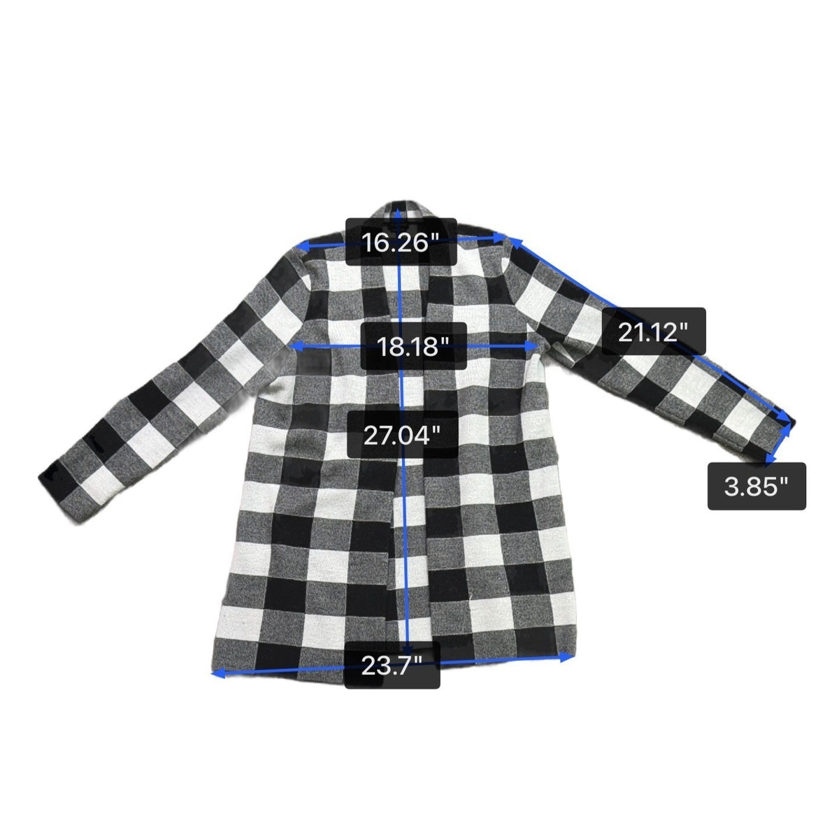 Talbots Womens Black White Merino Checkered Pattern Open Front Cardigan Size L