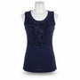 Lauren Ralph Lauren Womens Navy Sleeveless Ruffle Front Top Size SP