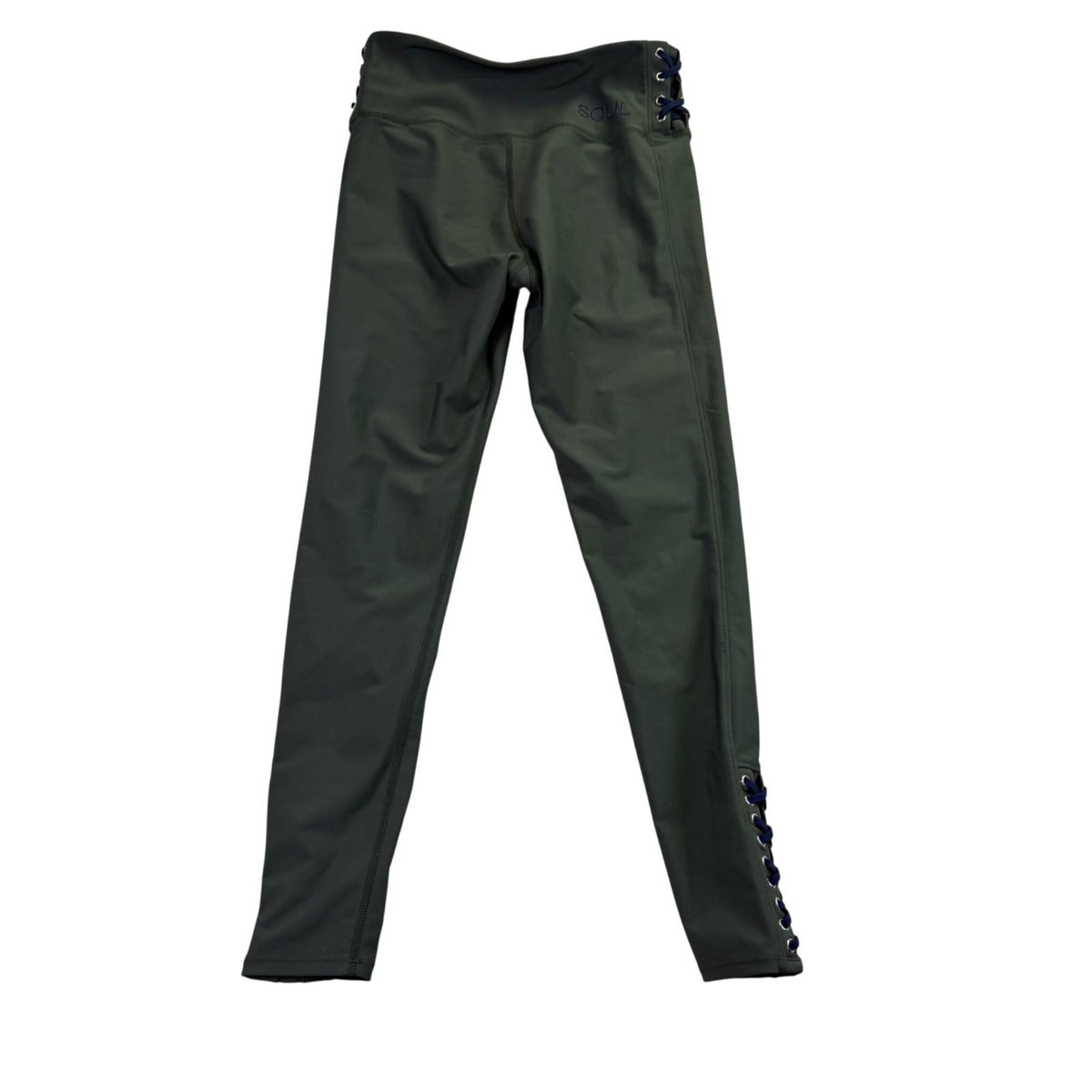 Soul Womens Green Polyester/Spandex High-Waisted Lace-Up Leggings Size S