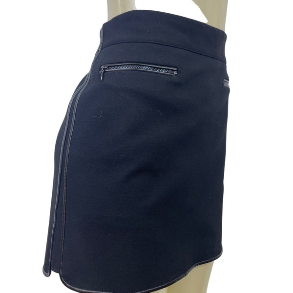White House Black Market Womens Black Mini Skirt Zipper Accent Size 6