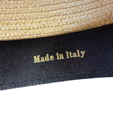 Straw Mens Natural Woven Boater Hat With Black & Red Ribbon Band Made In Italy