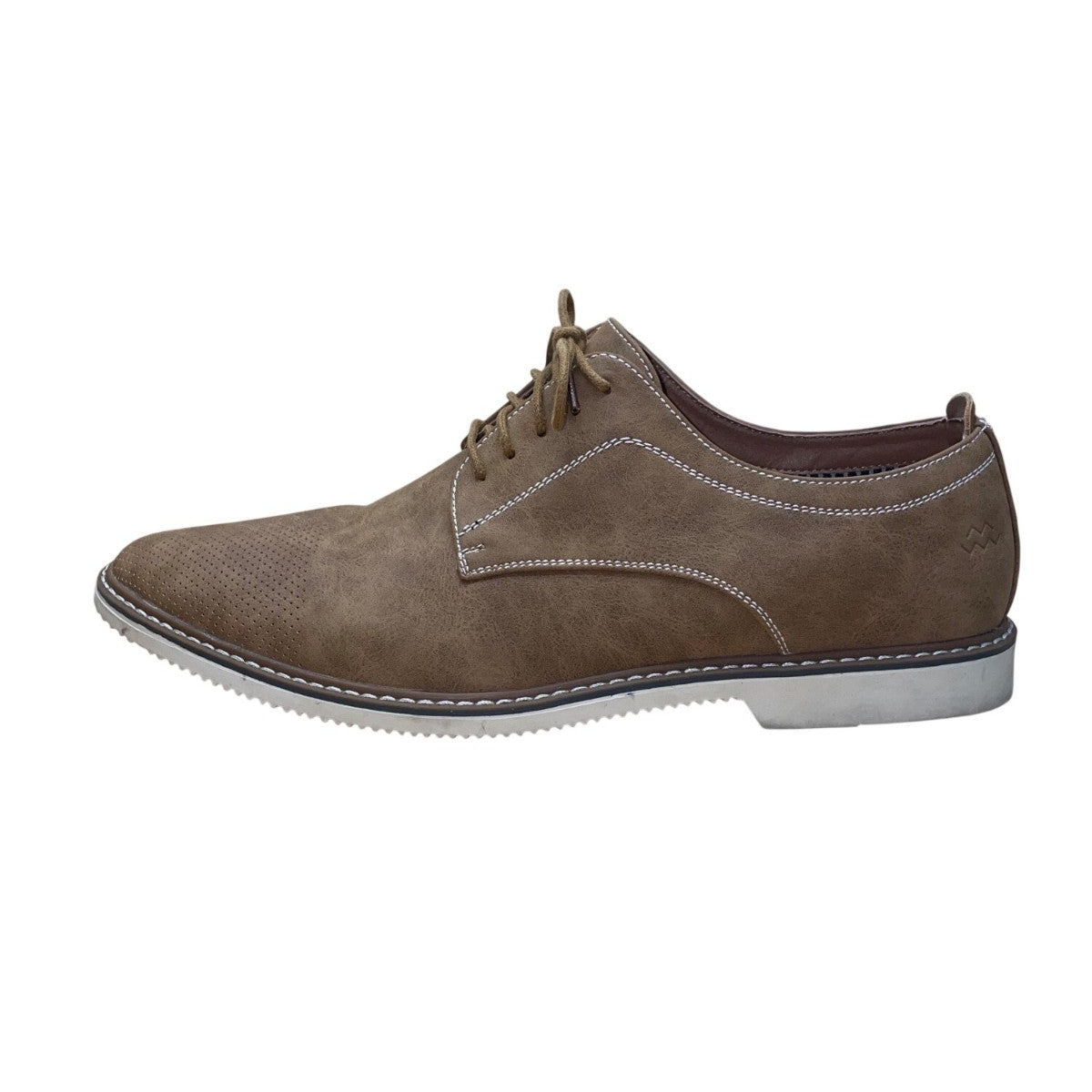 Mio Marino Men’s Brown Faux Leather Perforated Lace Up Oxford Shoes Size 12