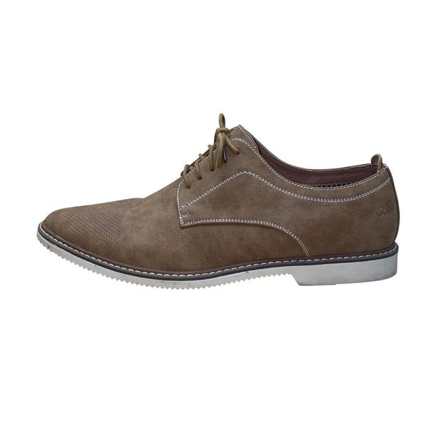 Mio Marino Men’s Brown Faux Leather Perforated Lace Up Oxford Shoes Size 12