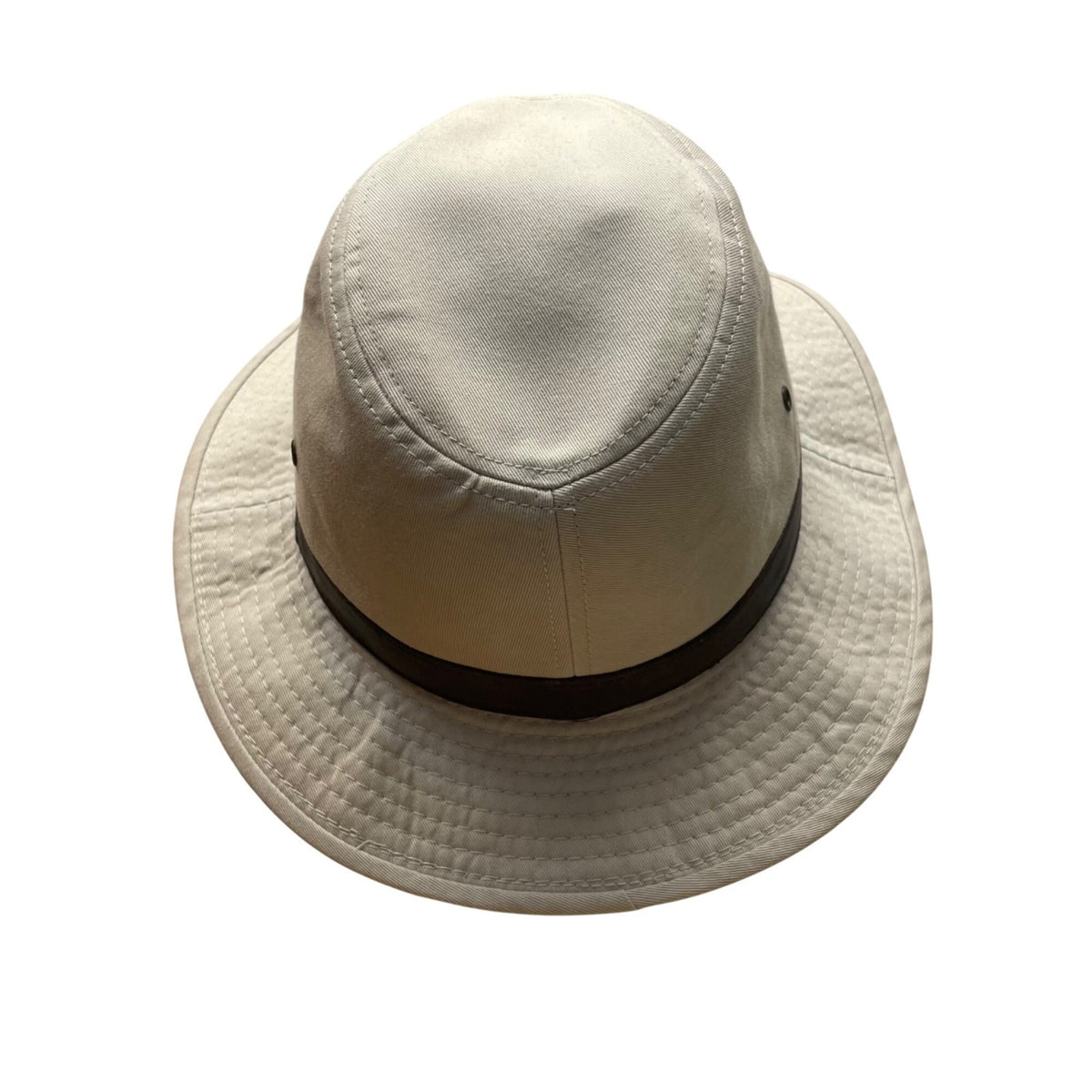 Duluth Trading Co Mens Khaki Safari Hat W/ Ventilation & Faux Leather Band M/L